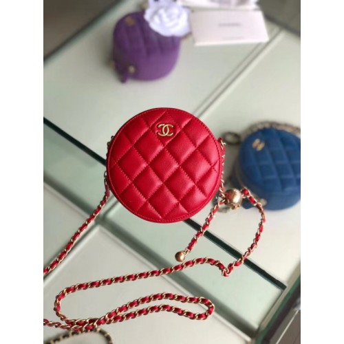 Chanel Original mini kabelka z ovčí kůže AS1449 červená