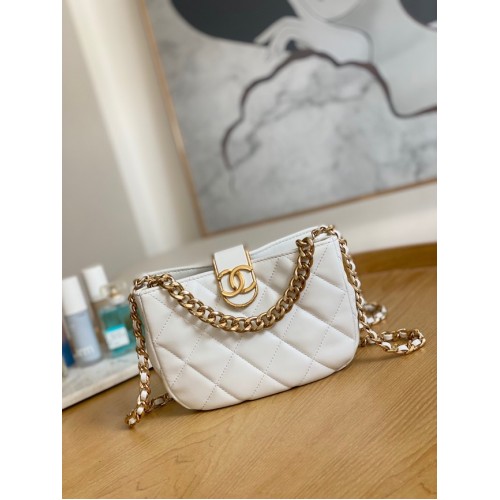 Chanel MALÁ HOBO KABELA AS3475 BÍLÁ