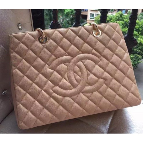 Kabelka Chanel Shopper Originální telecí kůže A95021 Meruňková
