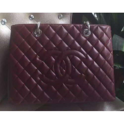 Kabelka Chanel Shopper Originální telecí kůže A95021 vínová
