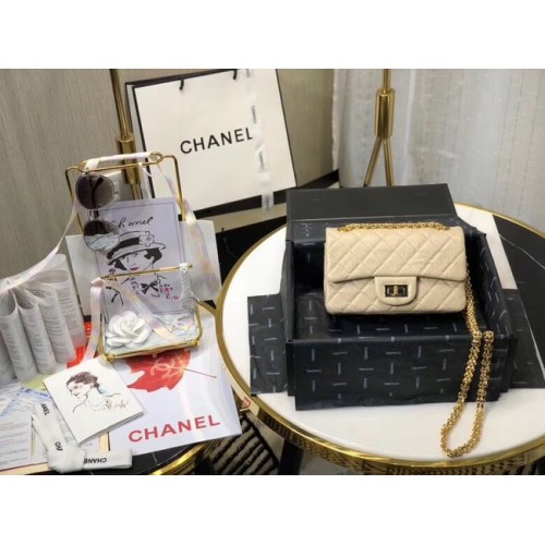 Kabelka přes rameno Chanel Originální kožená světle bílá AS0874 zlatá