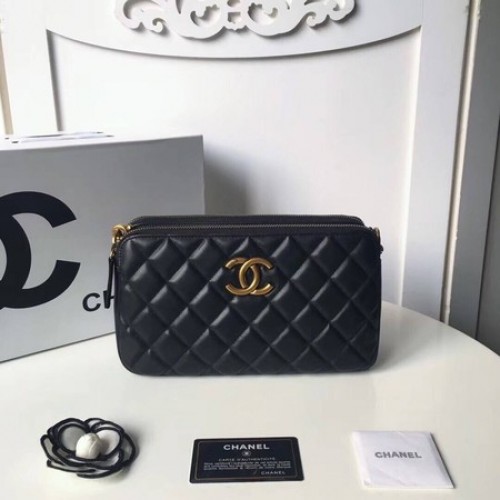 Chanel Kabelka přes rameno Originální ovčí kůže A66269 Černá