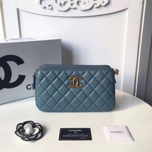 Chanel Kabelka přes rameno Originální ovčí kůže A66269 Světle modrá