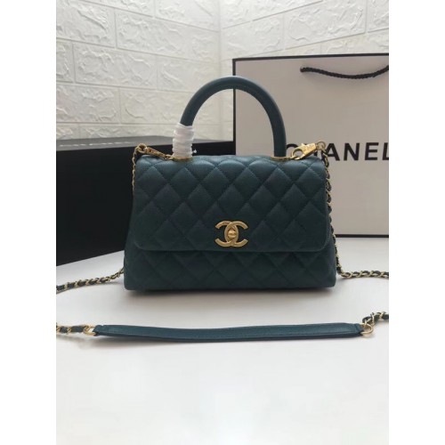 Chanel malá klopová kabelka s horním uchem A92990 modrá
