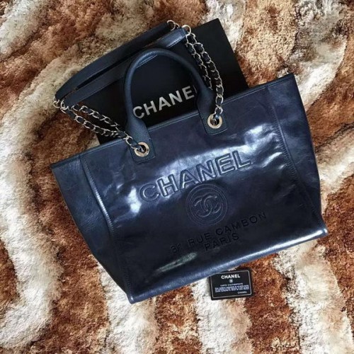 Nákupní taška Chanel Tote Originální kůže A68046 Modrá