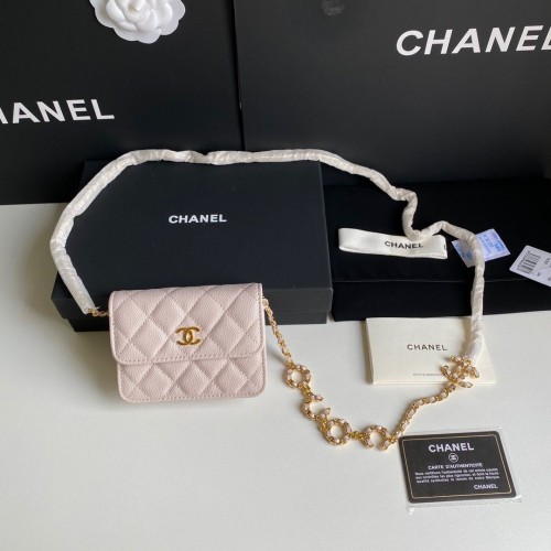 Kabelka Chanel WOC z originální kůže Caviar 2306 světle růžová