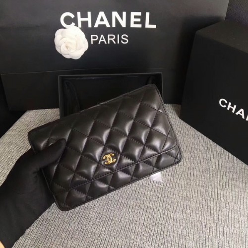 Kabelka Chanel WOC Flap Bag Black Original Ovčí kůže 33814 Glod