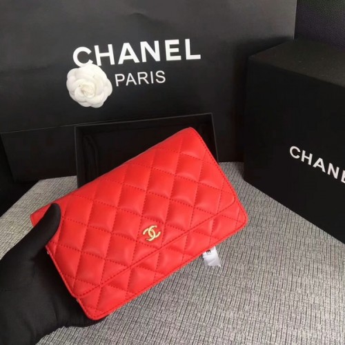 Kabelka Chanel WOC Flap Bag Red Original Ovčí kůže 33814 Glod