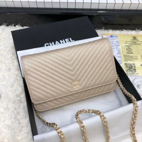 Chanel WOC Original Caviar Leather Flap kabelka přes ramenoE33814 zlatá