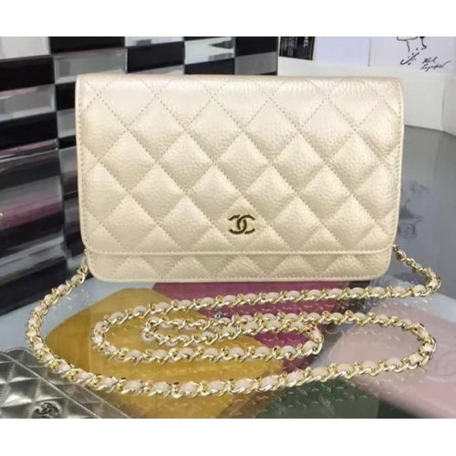 Chanel WOC mini kabelka s klopou z jelení kůže A5375 meruňková