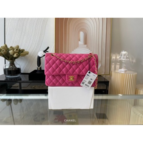 Klasická kabelka Chanel z jehněčí kůže a zlata, kovová 01112 švestková