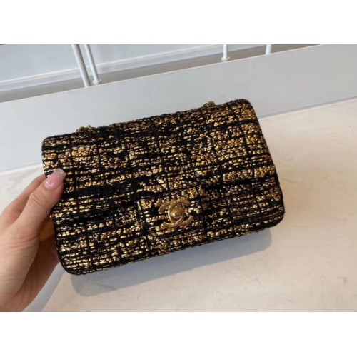 Klasická kabelka Chanel Tweed Gold-Tone Metal A01116-1