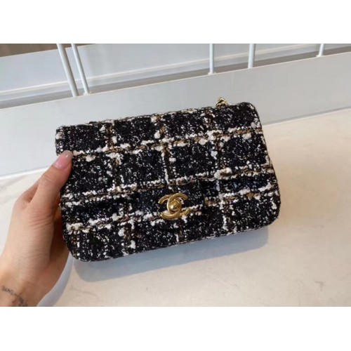 Klasická kabelka Chanel Tweed Gold-Tone Metal A01116-2