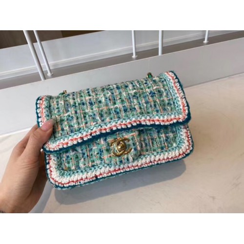 Klasická kabelka Chanel Tweed Gold-Tone Metal A01116-4