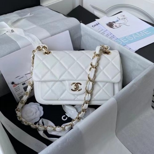 Kožená kabelka přes rameno Chanel AS2798 bílá