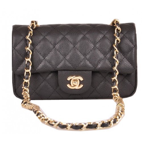 Chanel mini klasická klopová kabelka černá s cannage vzorem 1117 zlatá