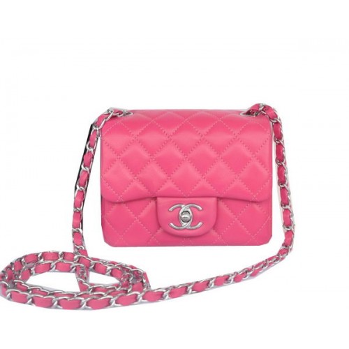 Chanel mini klasická klopová kabelka Rose Original Sheekskin CHA1115 stříbrná