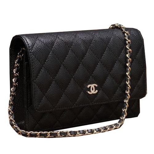 Mini kabelka Chanel Flap Bag A33814 s černým vzorem Cannage a zlatým vzorem