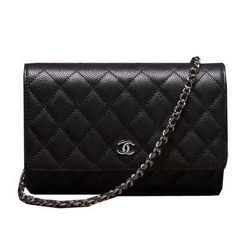 Mini kabelka Chanel Flap Bag A33814 s černým vzorem Cannage a stříbrným vzorem