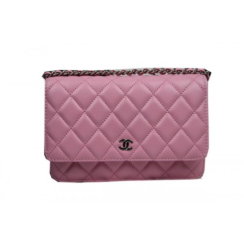 Mini kabelka Chanel CHA33814 růžová originální ovčí kůže stříbrná