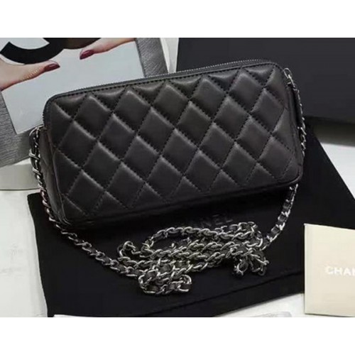Chanel mini kabelka přes rameno z ovčí kůže A7020 černá