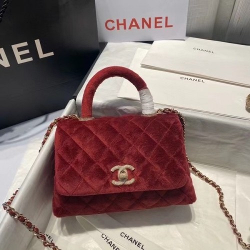 Chanel mini kabelka s klopou a horním uchem AS2215 vínová