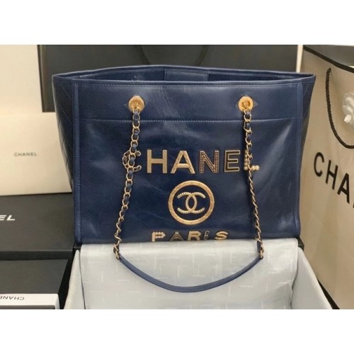 Nákupní taška Chanel A67001 Královská modrá