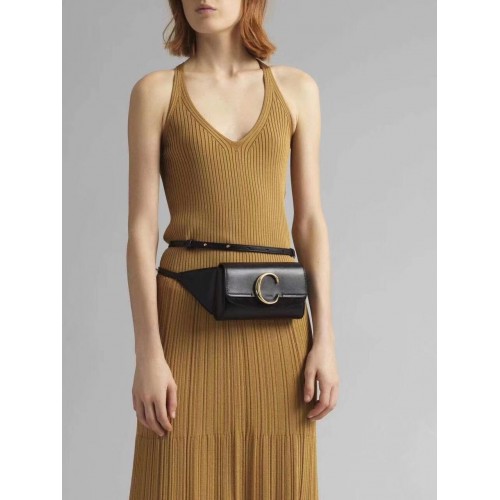 Originální kožená kabelka na opasek Chloe 3S036 černá