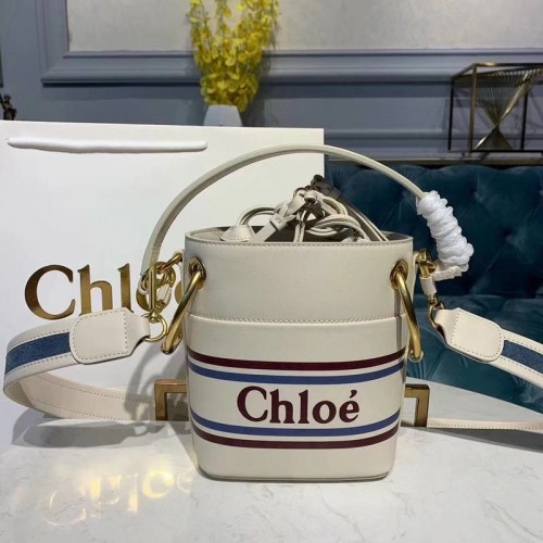 Chloe Roy Mini hladká kožená kabelka 3S508 bílá