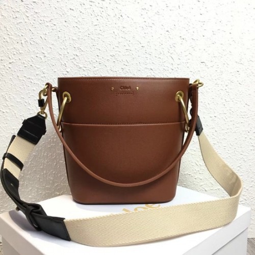 Chloe Roy Mini hladká kožená kabelka S126 camel