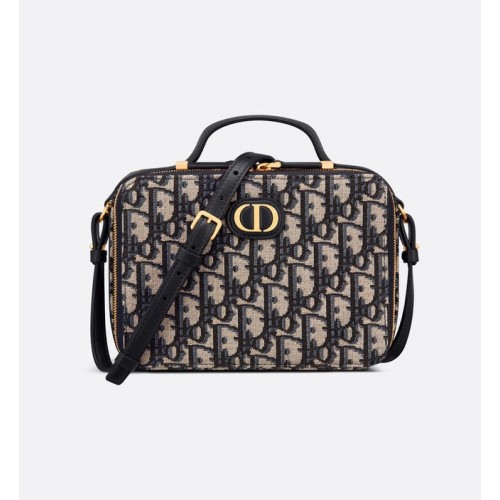 Kabelka DIOR 30 MONTAIGNE BOX BAG modrá vícebarevná Dior Oblique Jacquard S2141