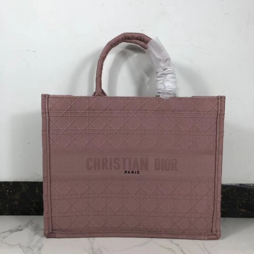 TAŠKA DIOR BOOK TOTE Z VYŠÍVANÉHO PLÁTNA C1286 růžová