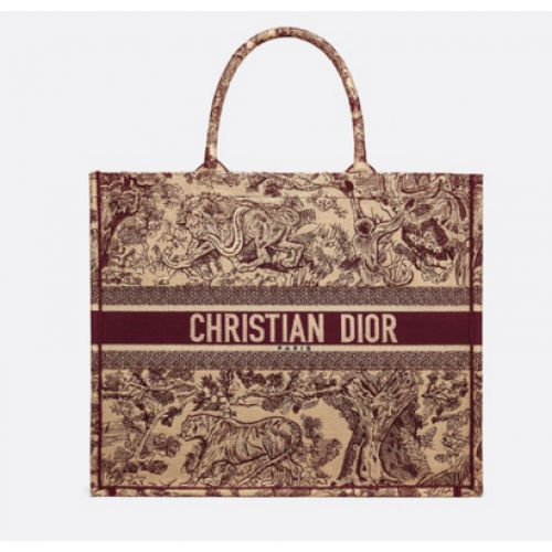 DIOR BOOK TOTE BAG TOILE DE JOUY M1286ZT Oxblood červená