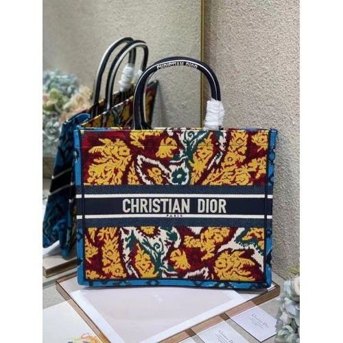 DIOR BOOK TOTE MODRÁ Vícebarevná výšivka Dior Paisley M1287Z
