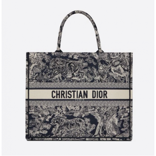 DIOR BOOK TOTE Modrá Toile de Jouy Reverse Embroidery M1286ZR