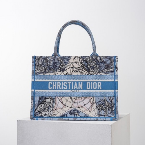 DIOR BOOK TOTE Výšivka C1287-23 modrá