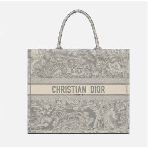 DIOR BOOK TOTE Šedá Toile de Jouy Reverse Embroidery M1286ZR