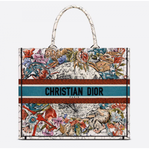 DIOR BOOK TOTE Latte Multicolor Dior Constellation Embroidery M1286Z