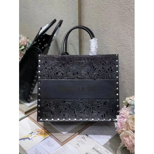 DIOR BOOK TOTE Vícebarevná výšivka M1297ZR-16 ČERNÁ