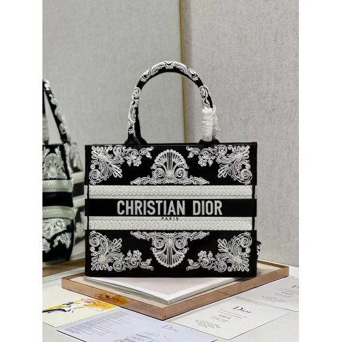 Kožená taška DIOR BOOK TOTE C1287-25 černá