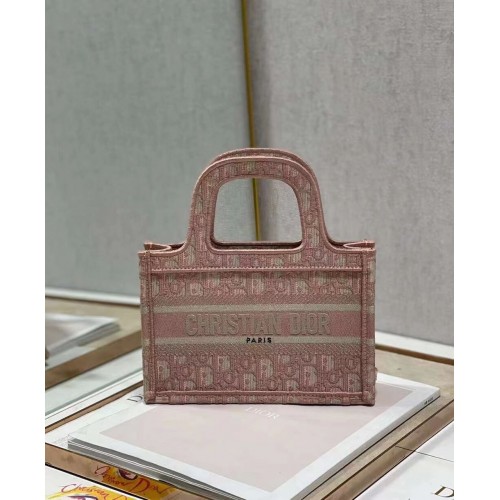 DIOR BOOK mini TOTE Výšivka C1783-2 růžová