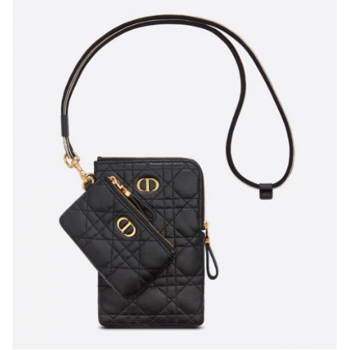 MULTIFUNKČNÍ KAŠE DIOR CARO Černá pružná telecí kůže Cannage S5036UW