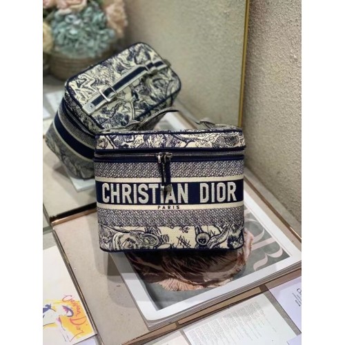 Cestovní kosmetický kufřík DIOR DIOR s modrou šikmou výšivkou Dior S5480VR