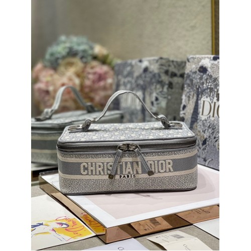 Cestovní kosmetický kufřík DIOR DIOR, šedý, Dior Oblique Embroidery S5481VR
