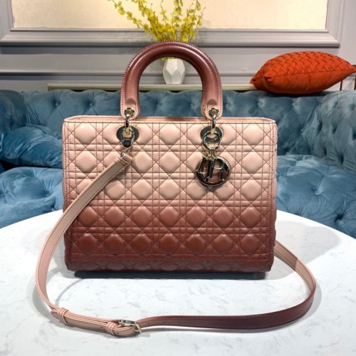 Kabelka DIOR Lady Bag Hnědá Gradient Cannage Lambskin M0567 Hnědá