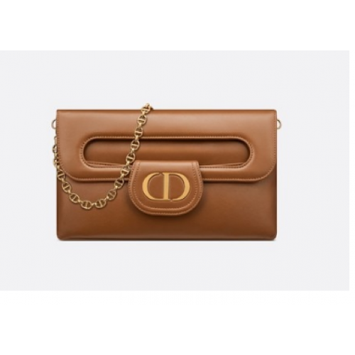 DIOR STŘEDNÍ DIORDOUBLE BAG gradientní telecí kůže M8641U koňakové barvy hladké