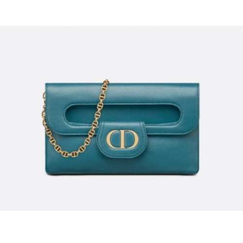 DIOR STŘEDNÍ DIORDOUBLE BAG Gradient Calfskin M8641U Hluboká oceánská modrá hladká