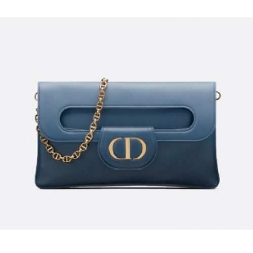 DIOR STŘEDNÍ DIORDOUBLE BAG z telecí kůže, gradientní M8641U, indigově modrá