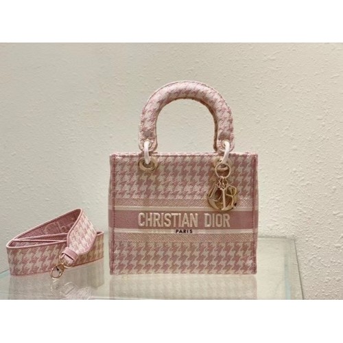 Střední dámská kabelka DIOR D-LITE s výšivkou M0565OR růžová