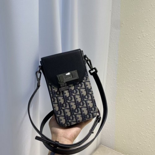 DIOR MINI BOBBY BAG Výšivka C0977A tmavě modrá